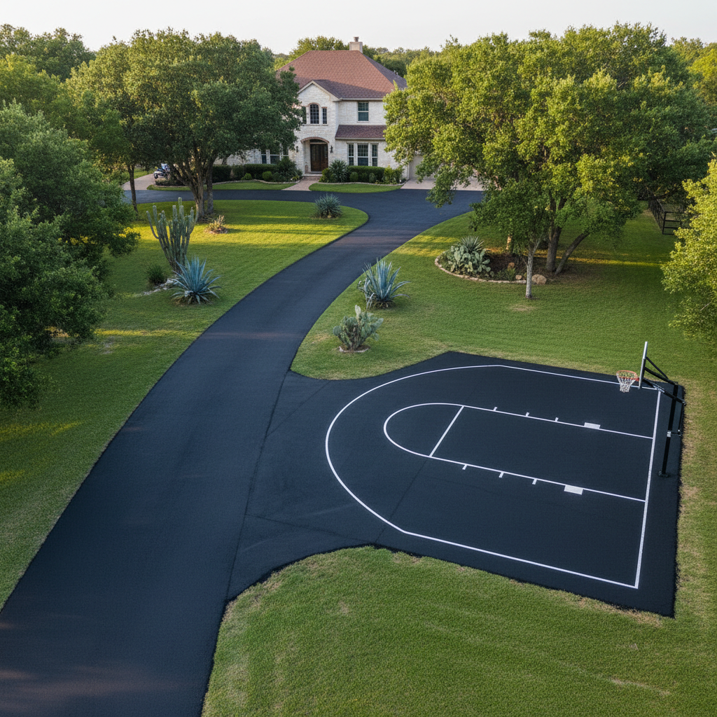 Completed slurry coating work at a residential property in New Braunfels, TX