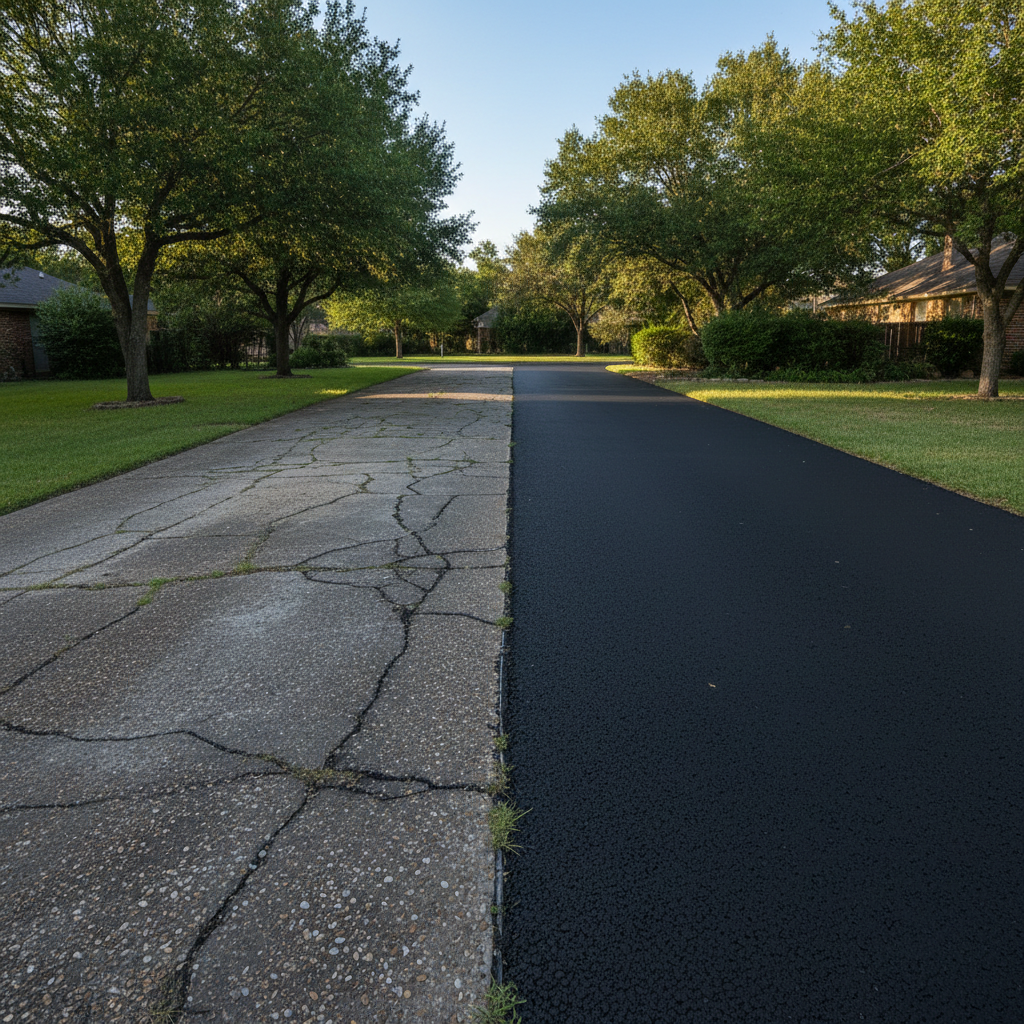 Completed asphalt paving work at a residential property in Killeen, TX