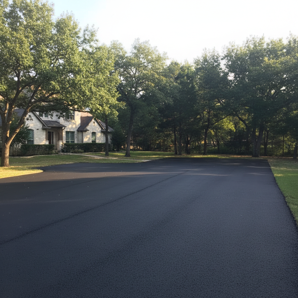 Completed parking lot paving work at a residential property in New Braunfels, TX