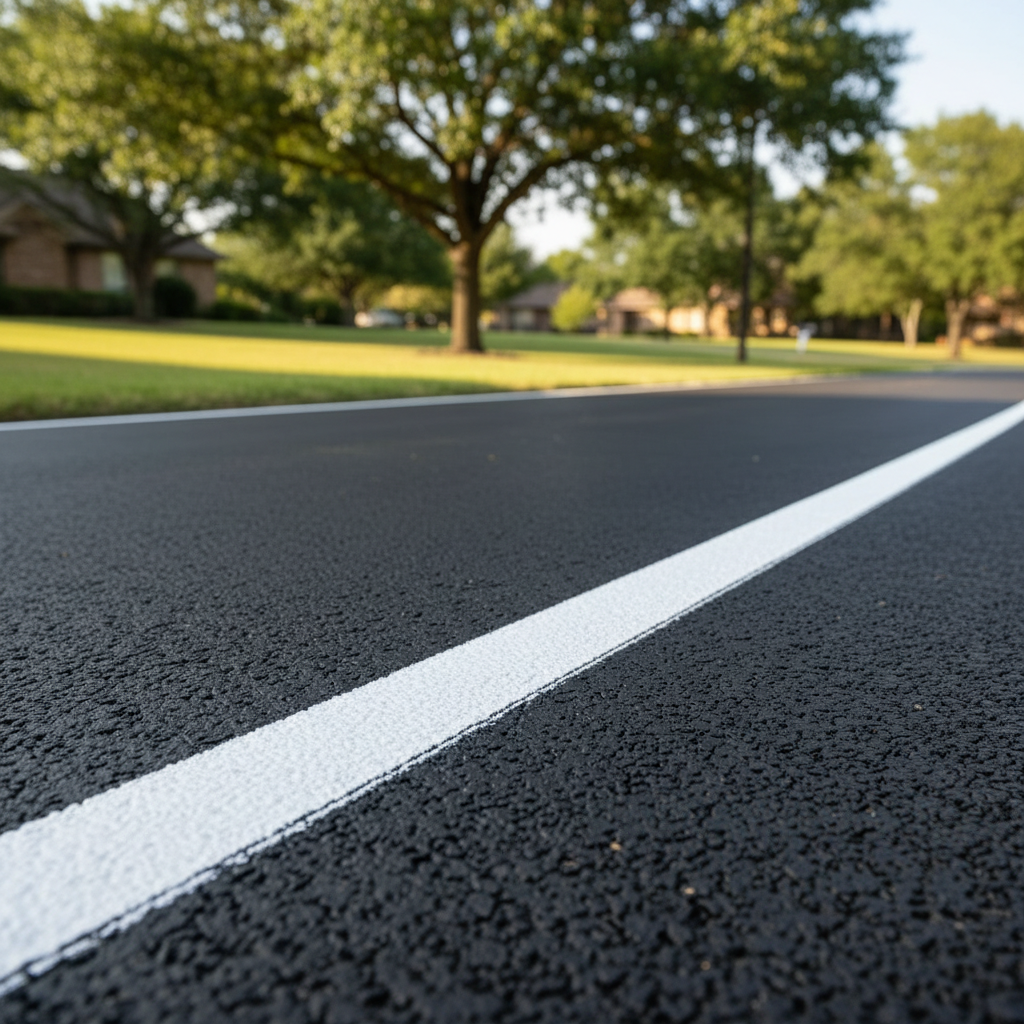 Completed asphalt striping work at a residential property in Kyle, TX