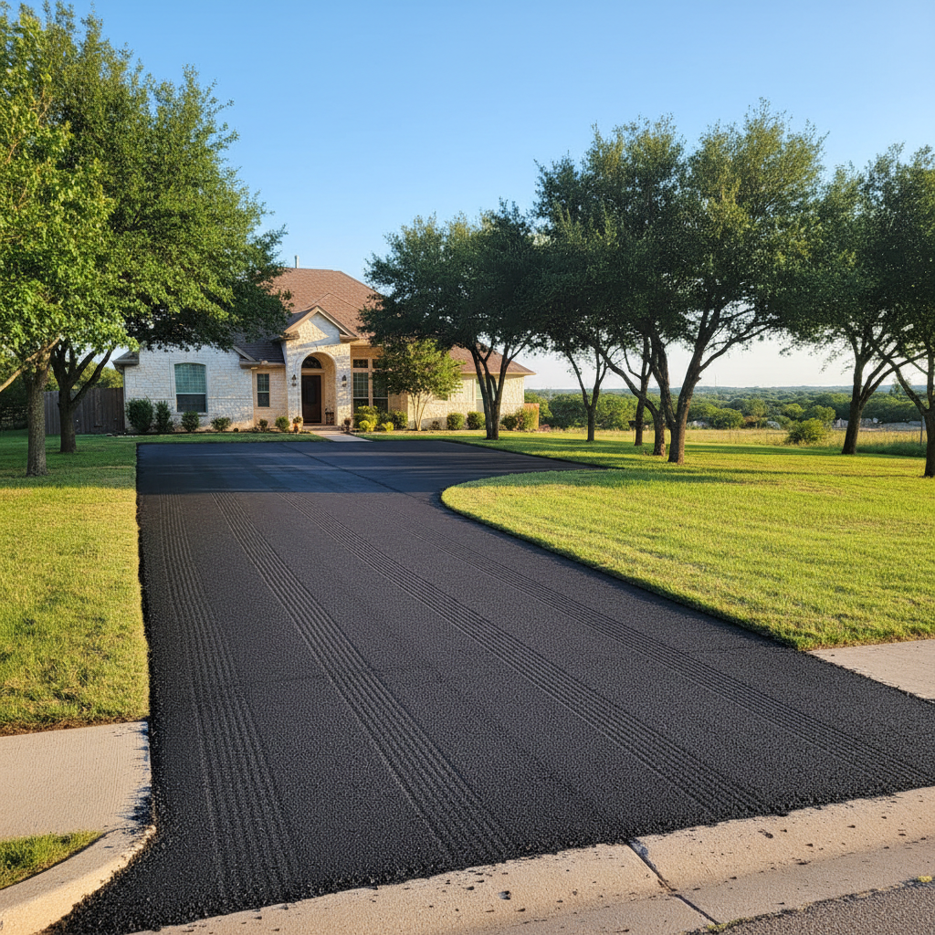 Completed asphalt milling work at a residential property in Fredericksburg, TX