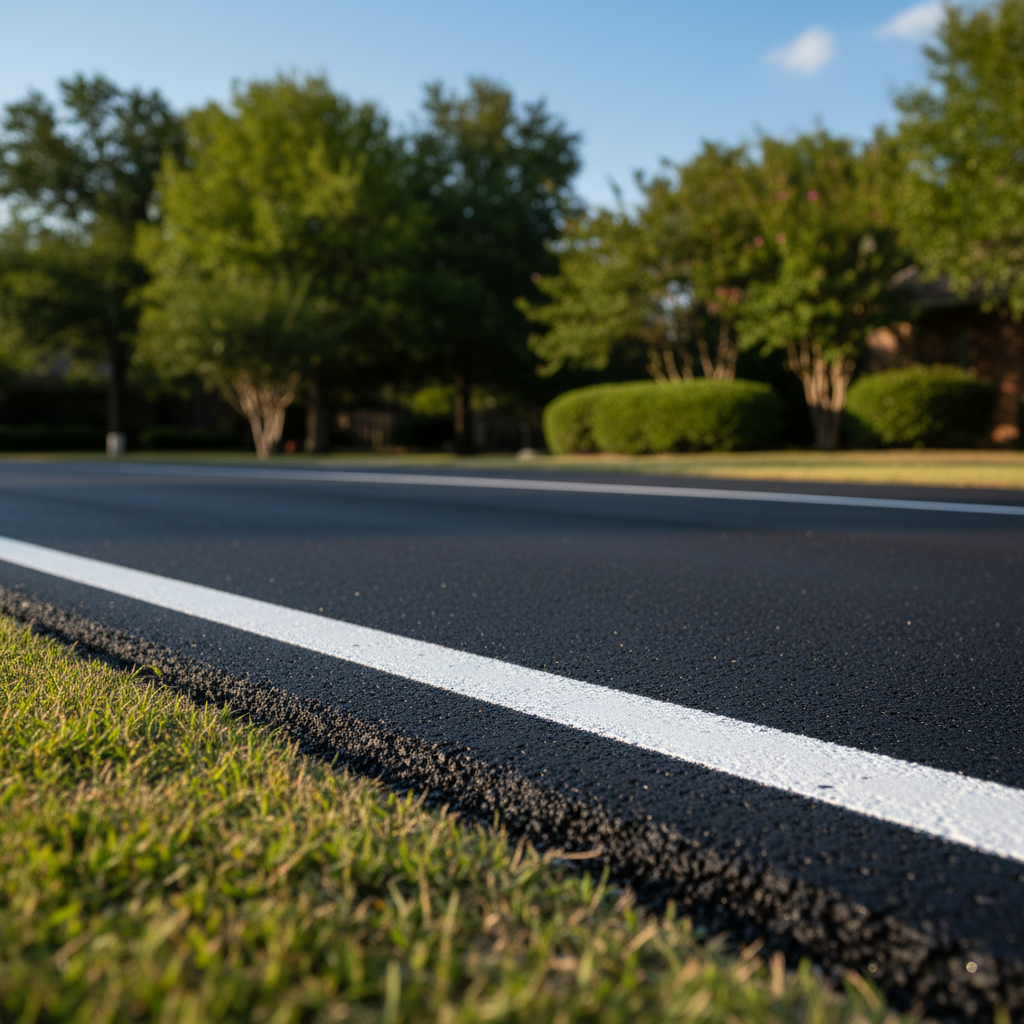 Completed asphalt striping work at a residential property in Hutto, TX
