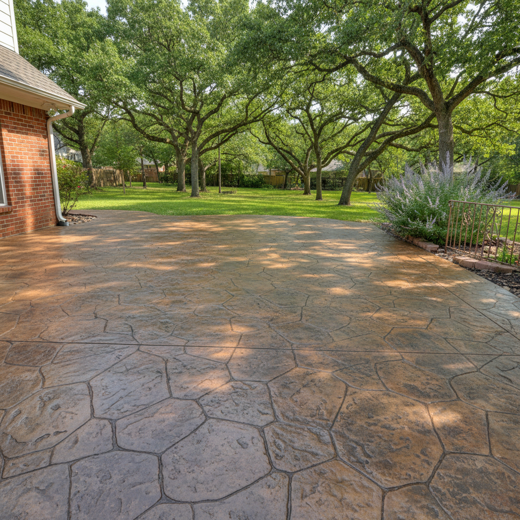 Completed stamped concrete work at a residential property in Waco, TX