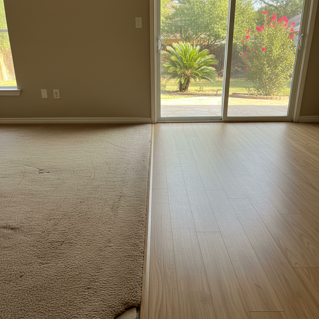 Completed laminate flooring work at a residential property in San Antonio, TX