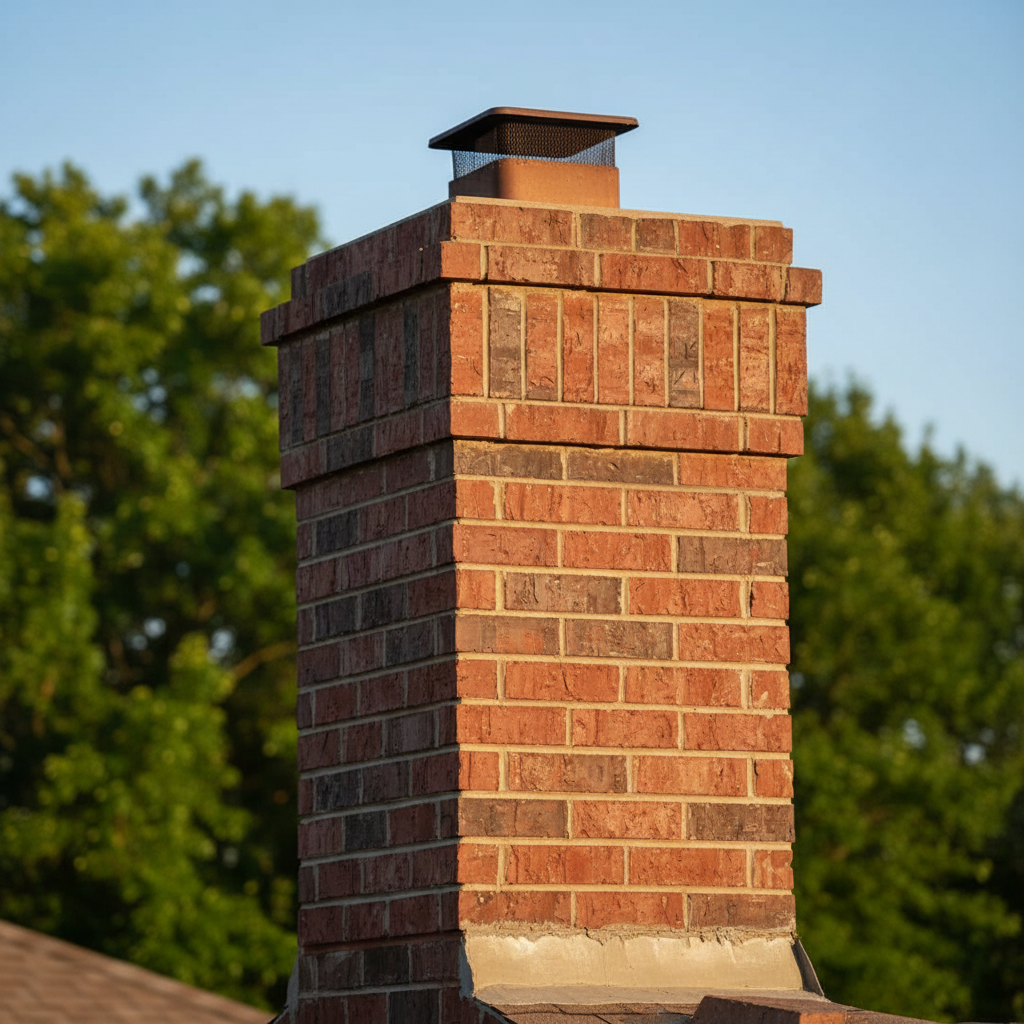 Completed chimney repair work at a residential property in Rosenberg, TX
