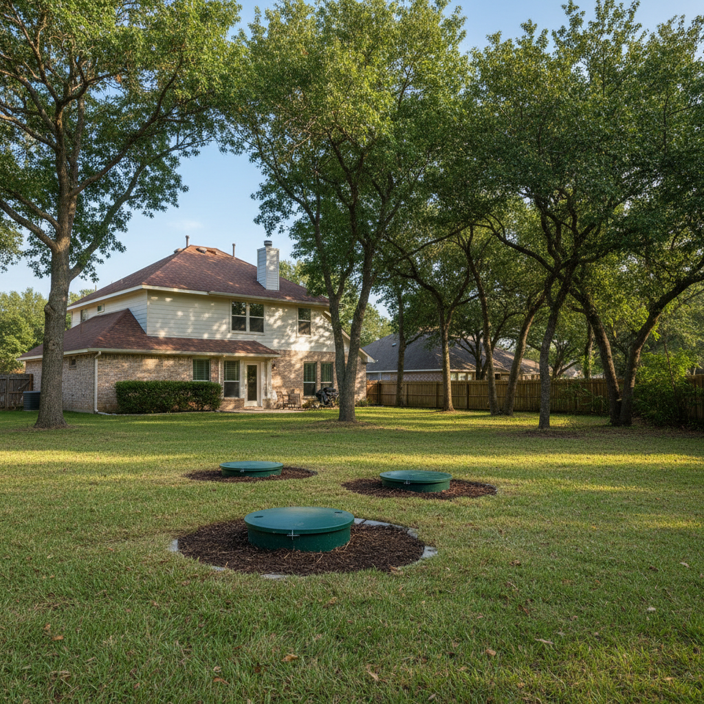 Completed emergency septic services work at a residential property in Sugar Land, TX