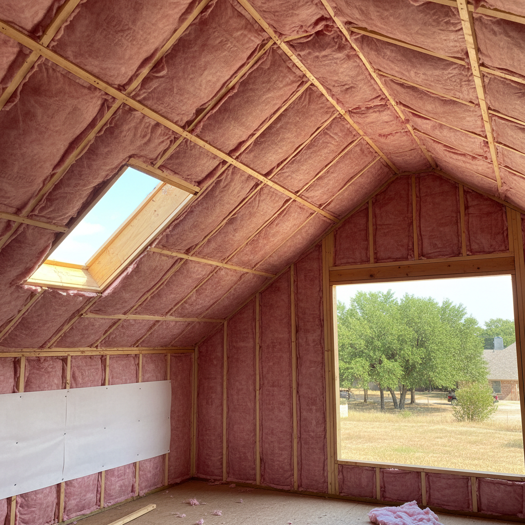Completed batt insulation installation work at a residential property in Midlothian, TX