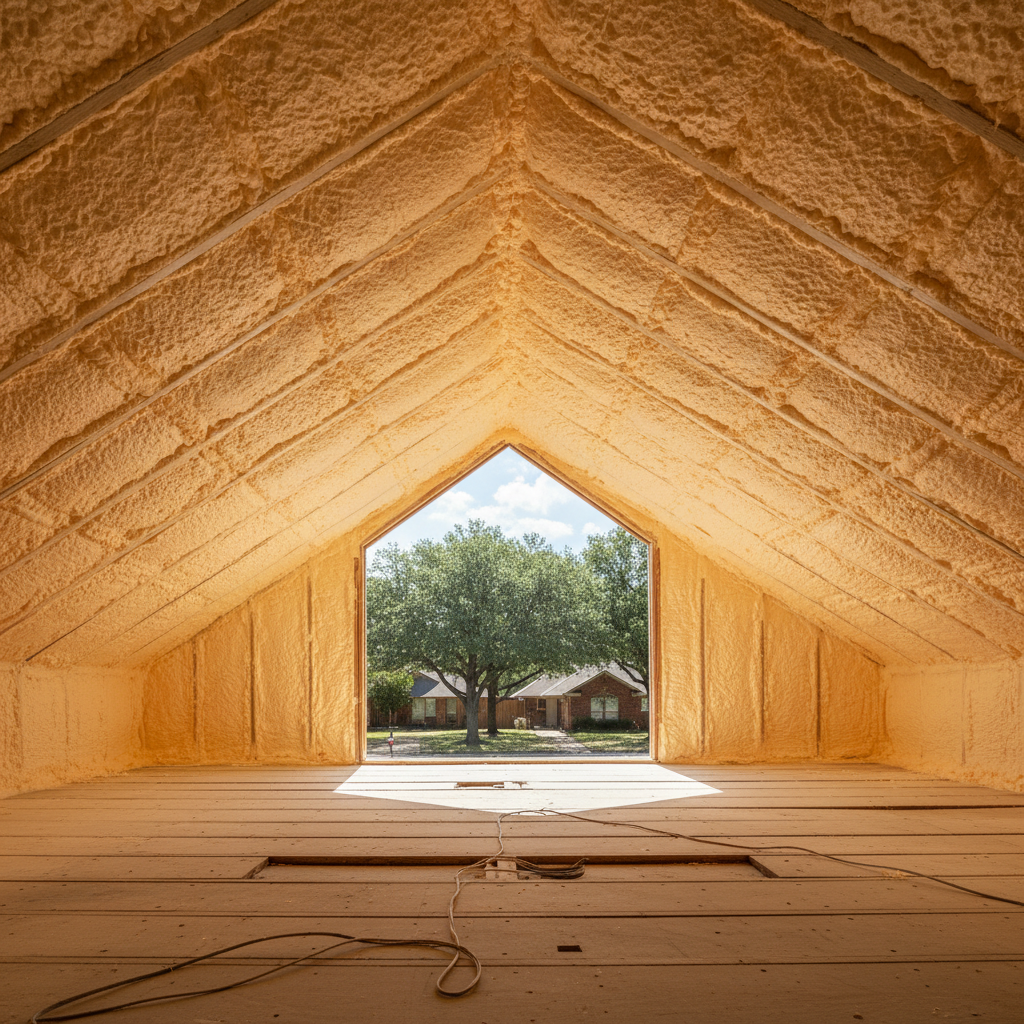Completed closed cell spray foam work at a residential property in Dallas, TX
