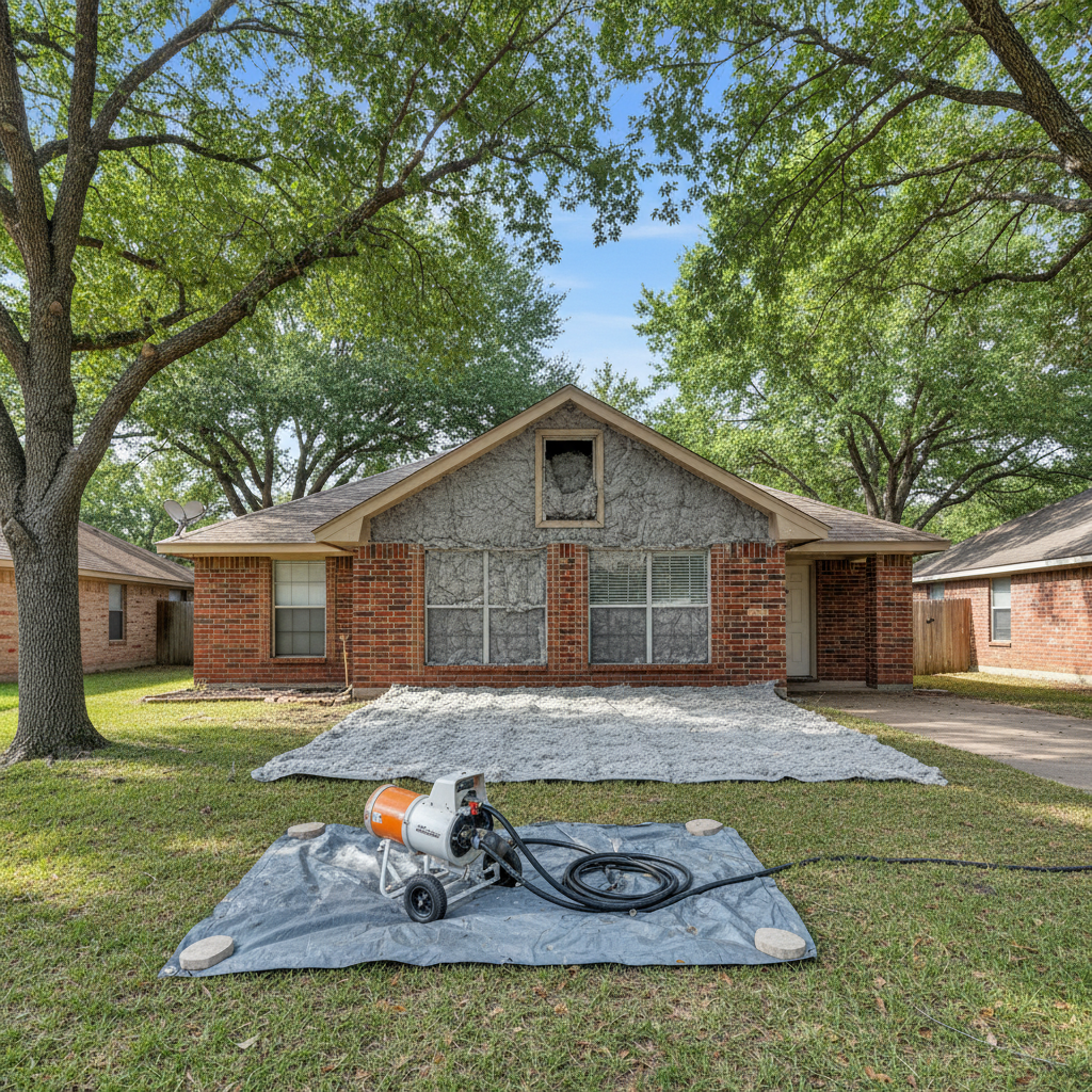 Completed blown-in insulation work at a residential property in DeSoto, TX