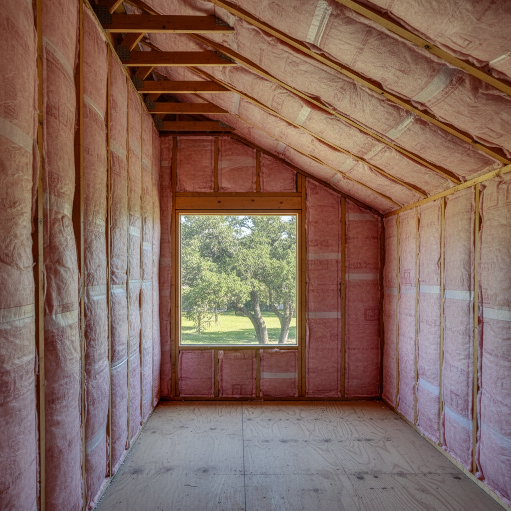 Completed batt insulation installation work at a residential property in San Antonio, TX