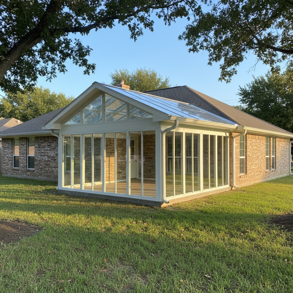 Completed sunroom construction work at a residential property in Canton, TX