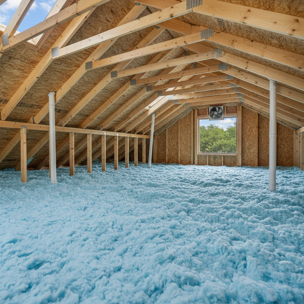 Completed blown-in insulation work at a residential property in San Antonio, TX