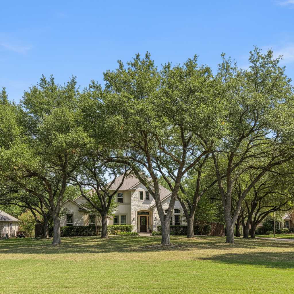 Completed tree trimming work at a residential property in Bee Cave, TX