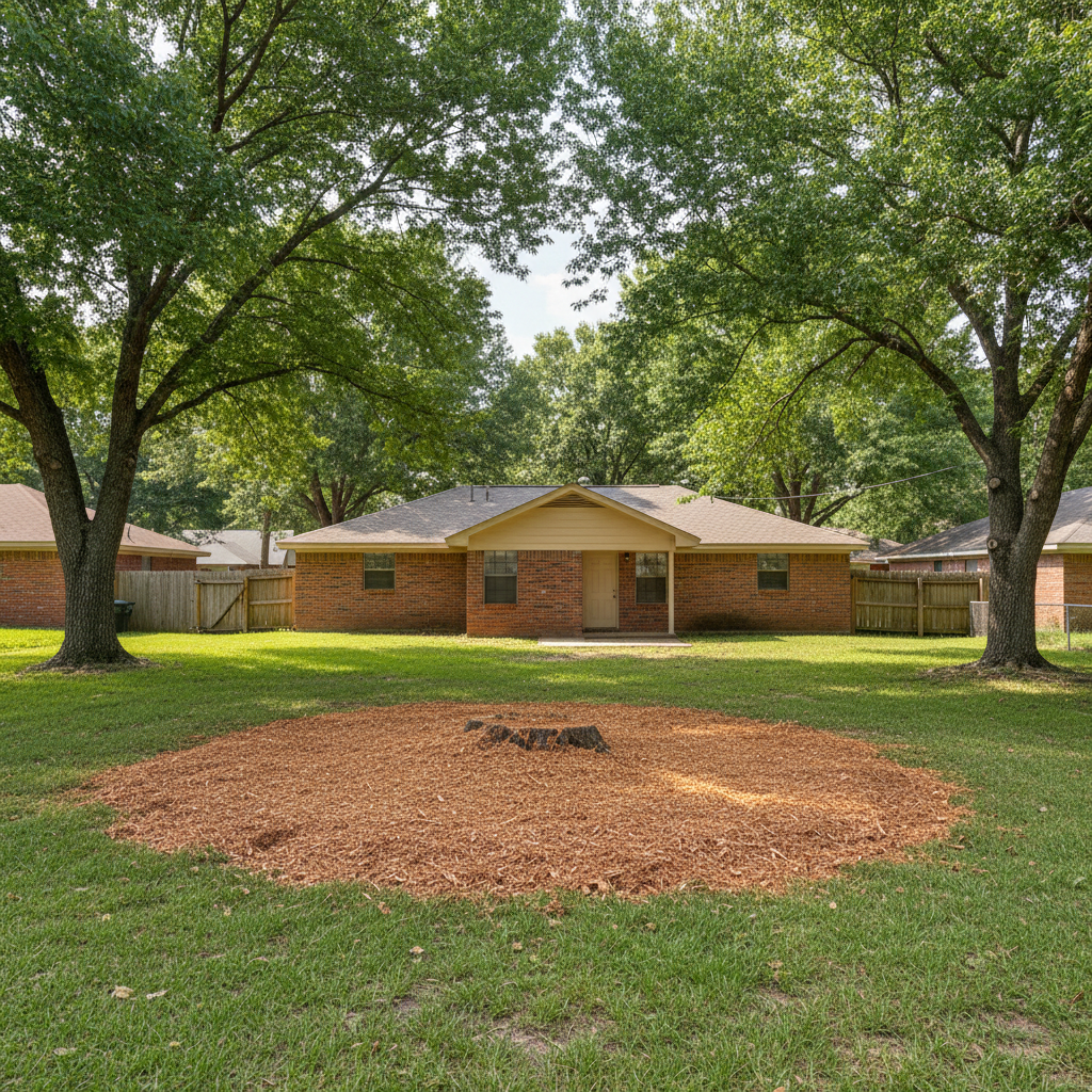 Completed stump grinding & removal work at a residential property in La Grange, TX