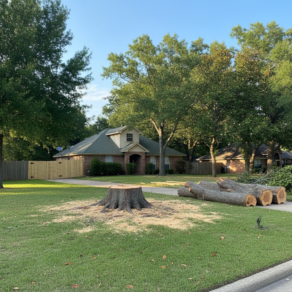 Completed emergency tree removal work at a residential property in Beaumont, TX