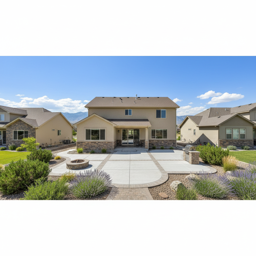 Completed concrete patios work at a residential property in Orem, UT