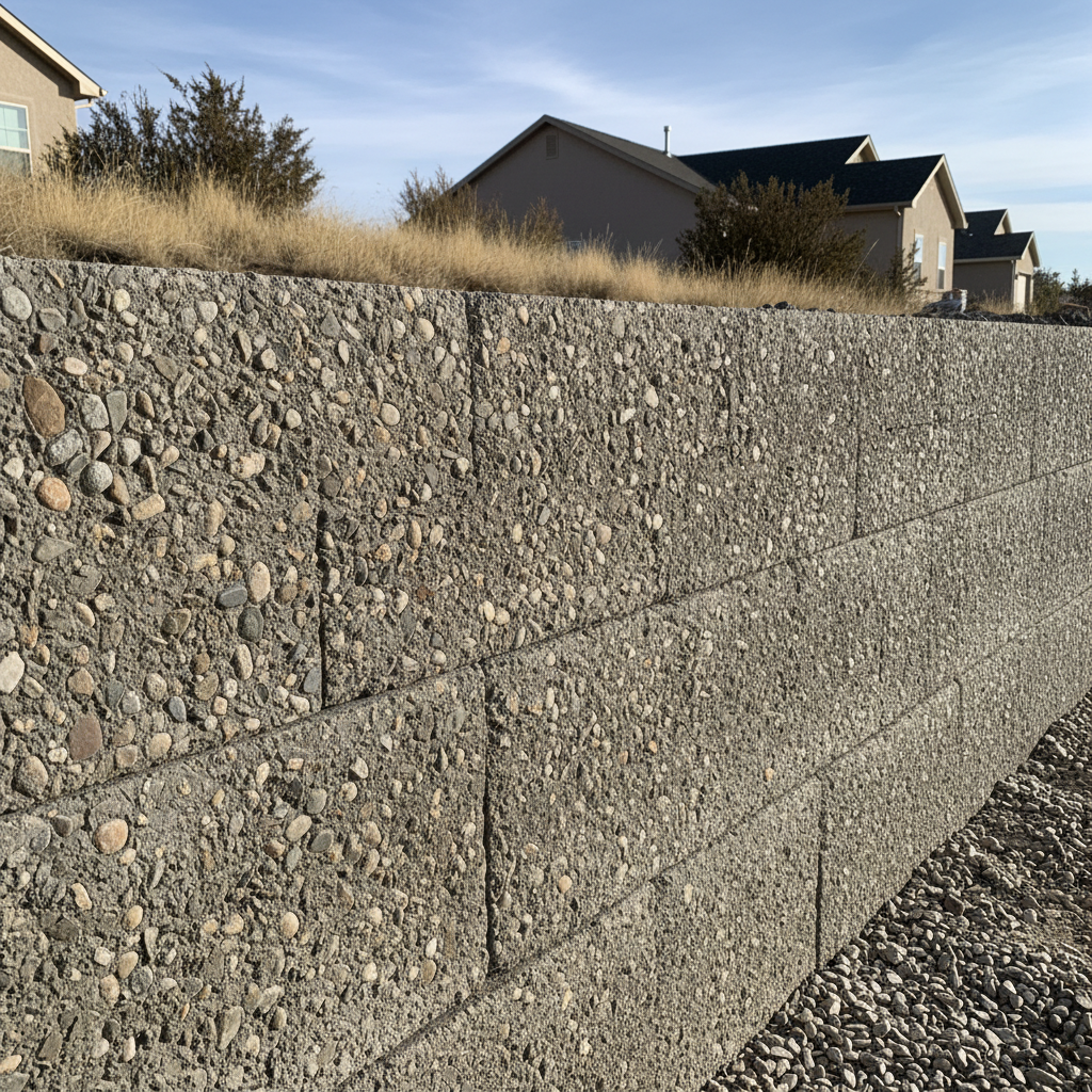 Completed concrete retaining walls work at a residential property in Kearns, UT