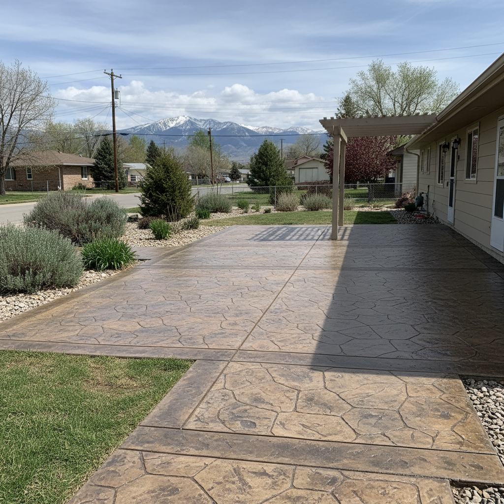 Completed decorative concrete work at a residential property in Millcreek, UT