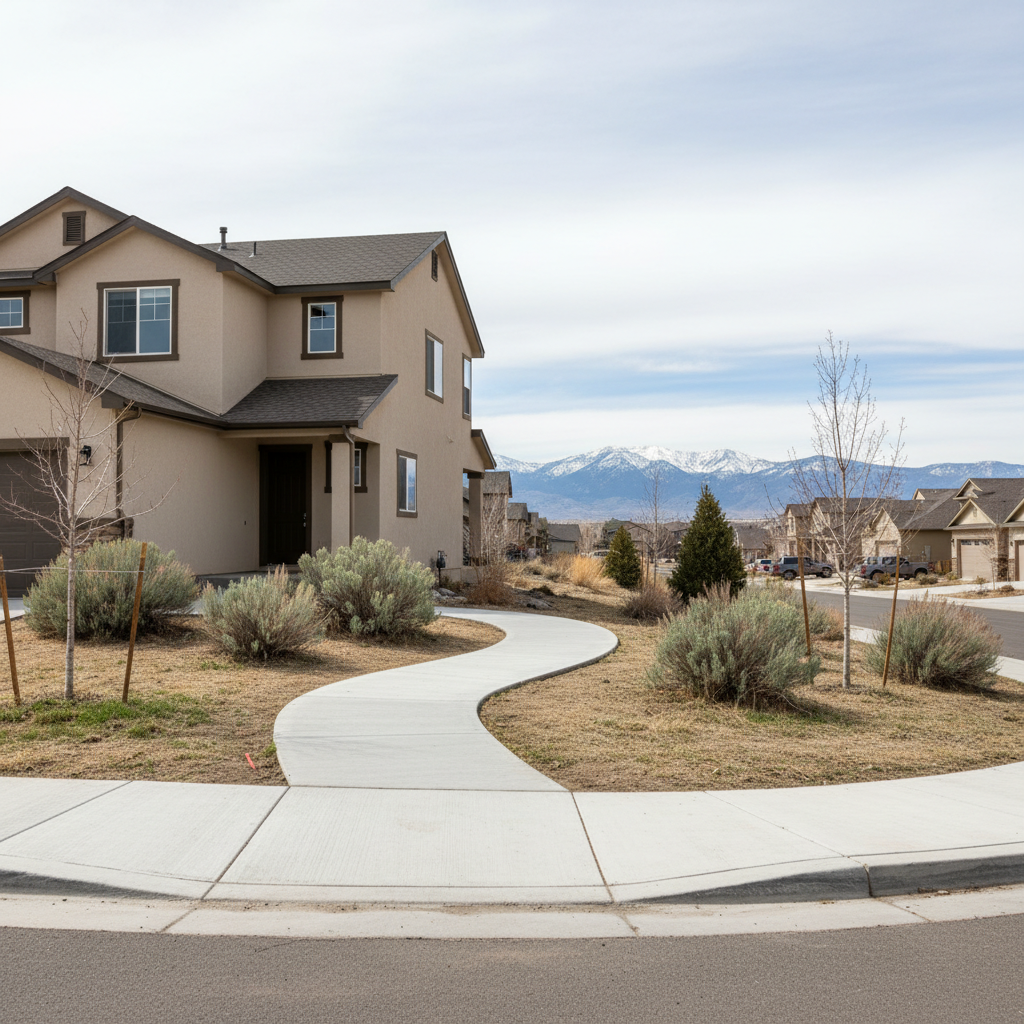 Completed concrete sidewalks work at a residential property in Taylorsville, UT