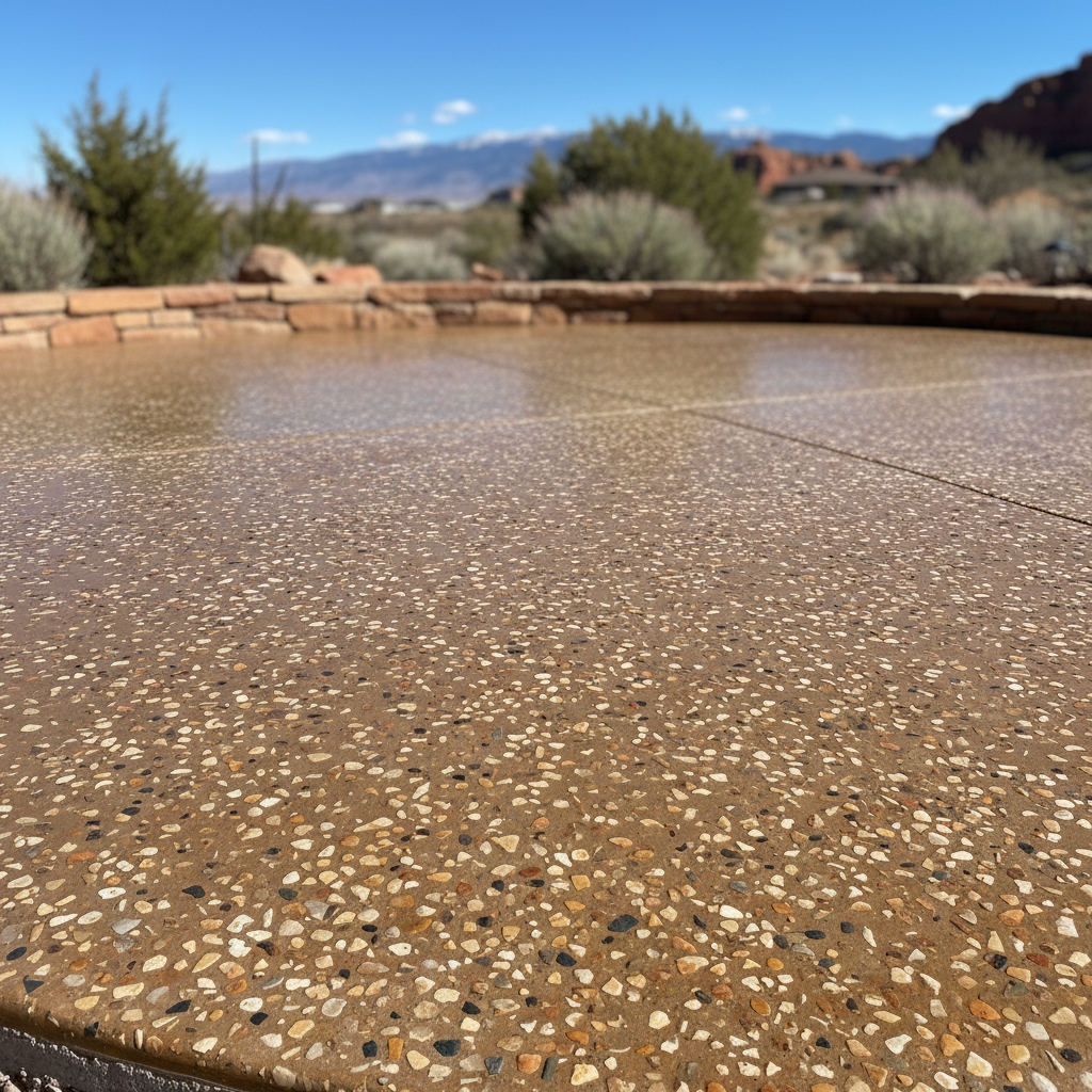 Completed decorative concrete work at a residential property in Lehi, UT