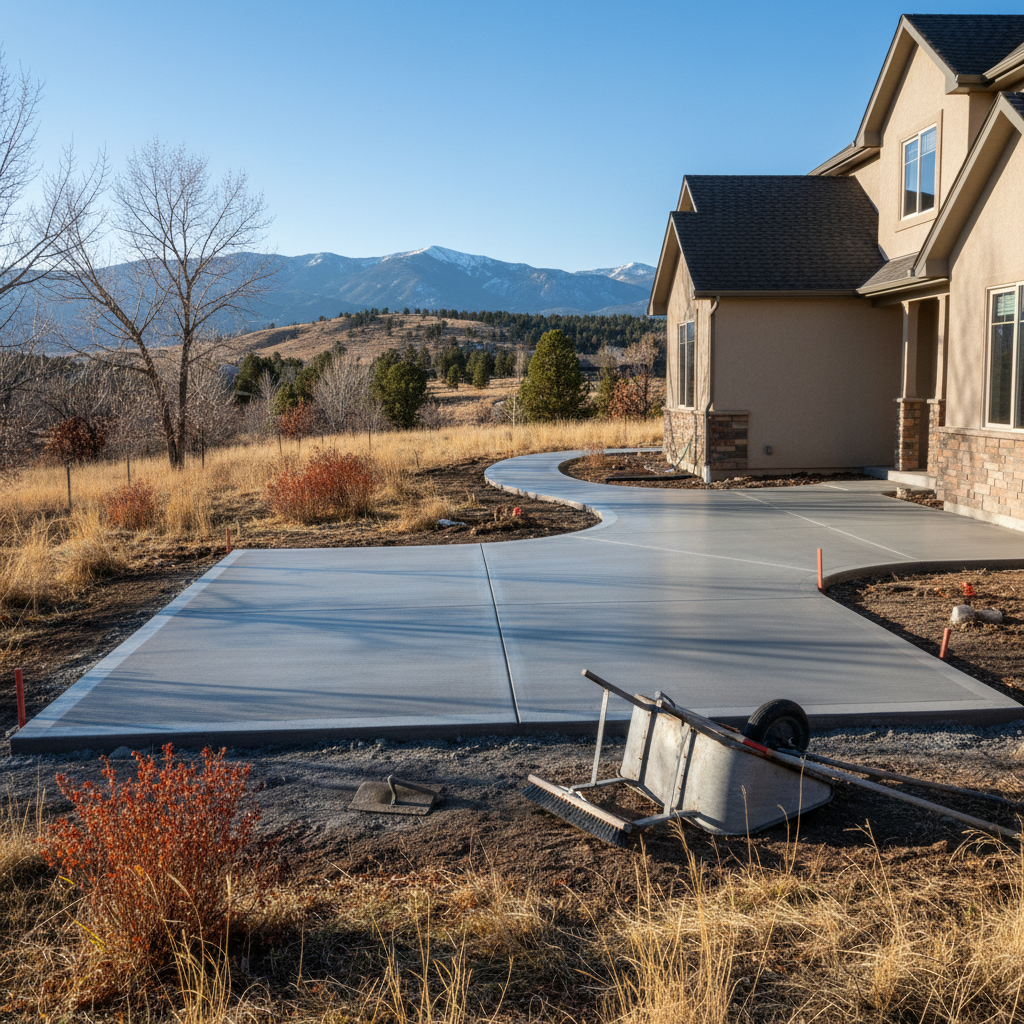 Completed concrete installation work at a residential property in Murray, UT