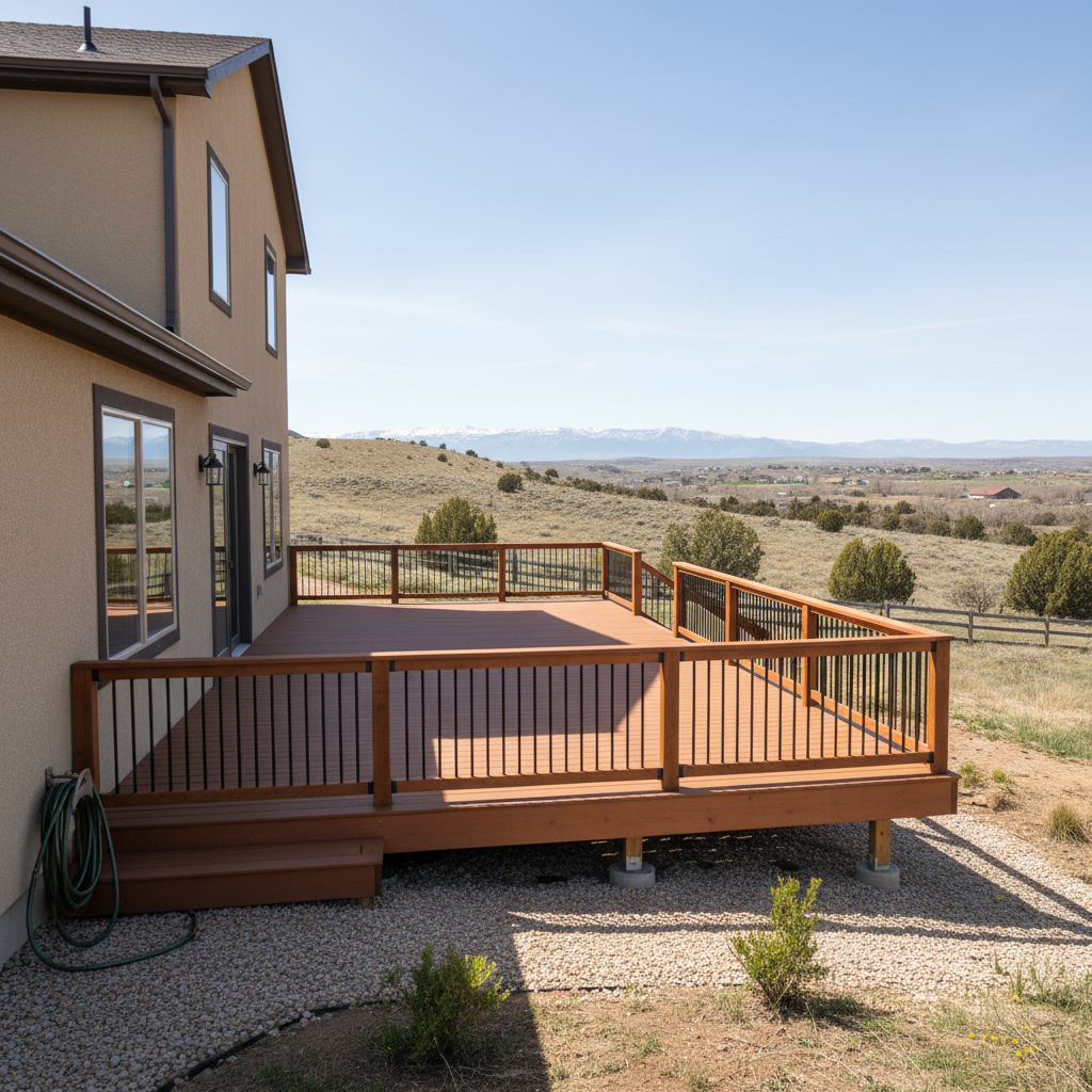 Completed deck railing installation work at a residential property in Roosevelt, UT