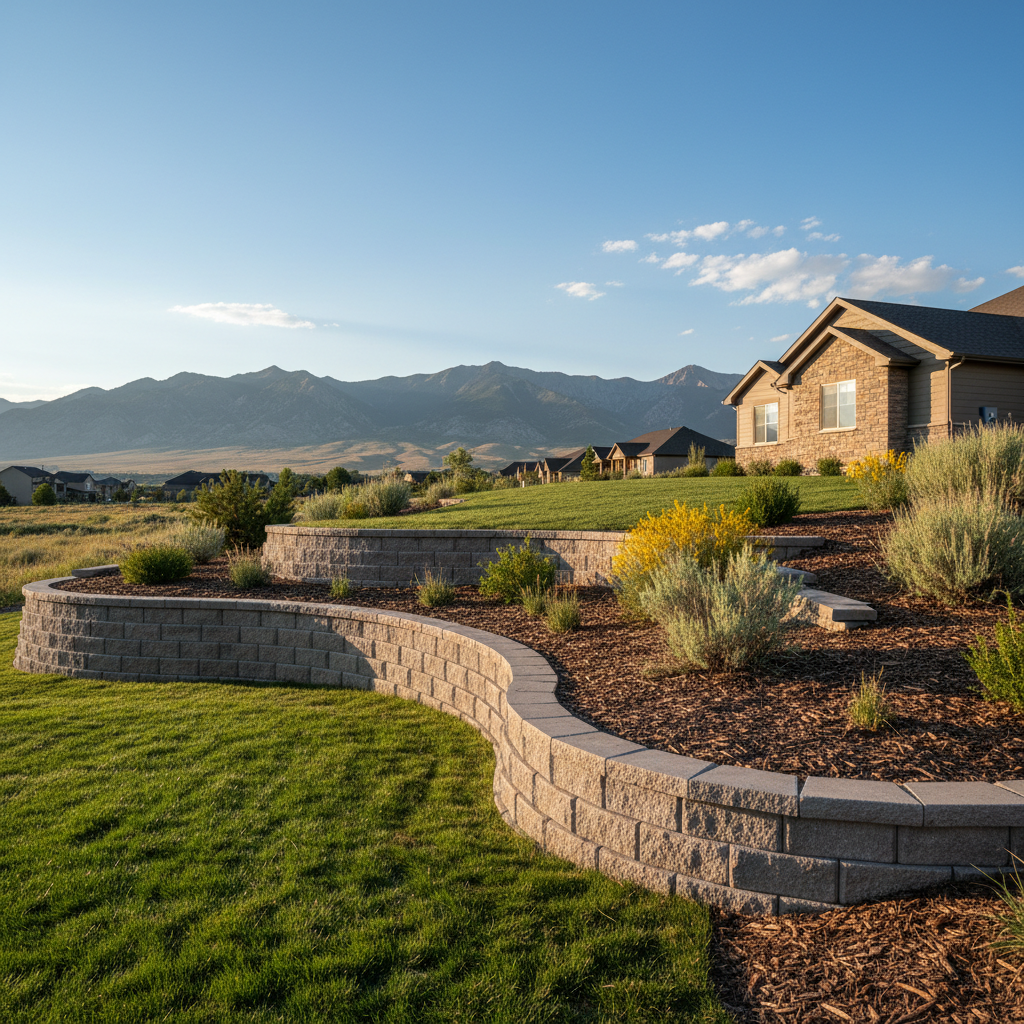 Completed concrete retaining walls work at a residential property in Logan, UT
