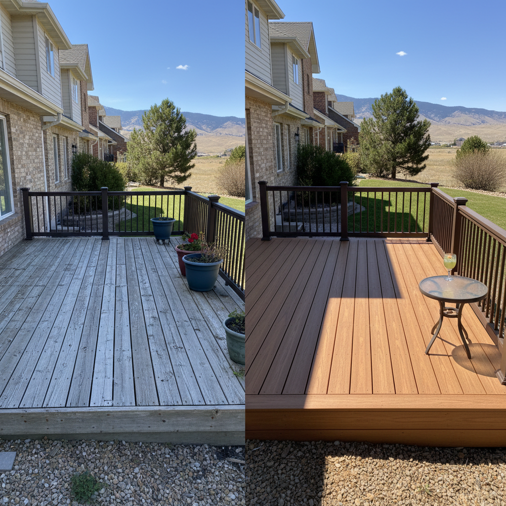 Completed composite decks work at a residential property in Brigham City, UT