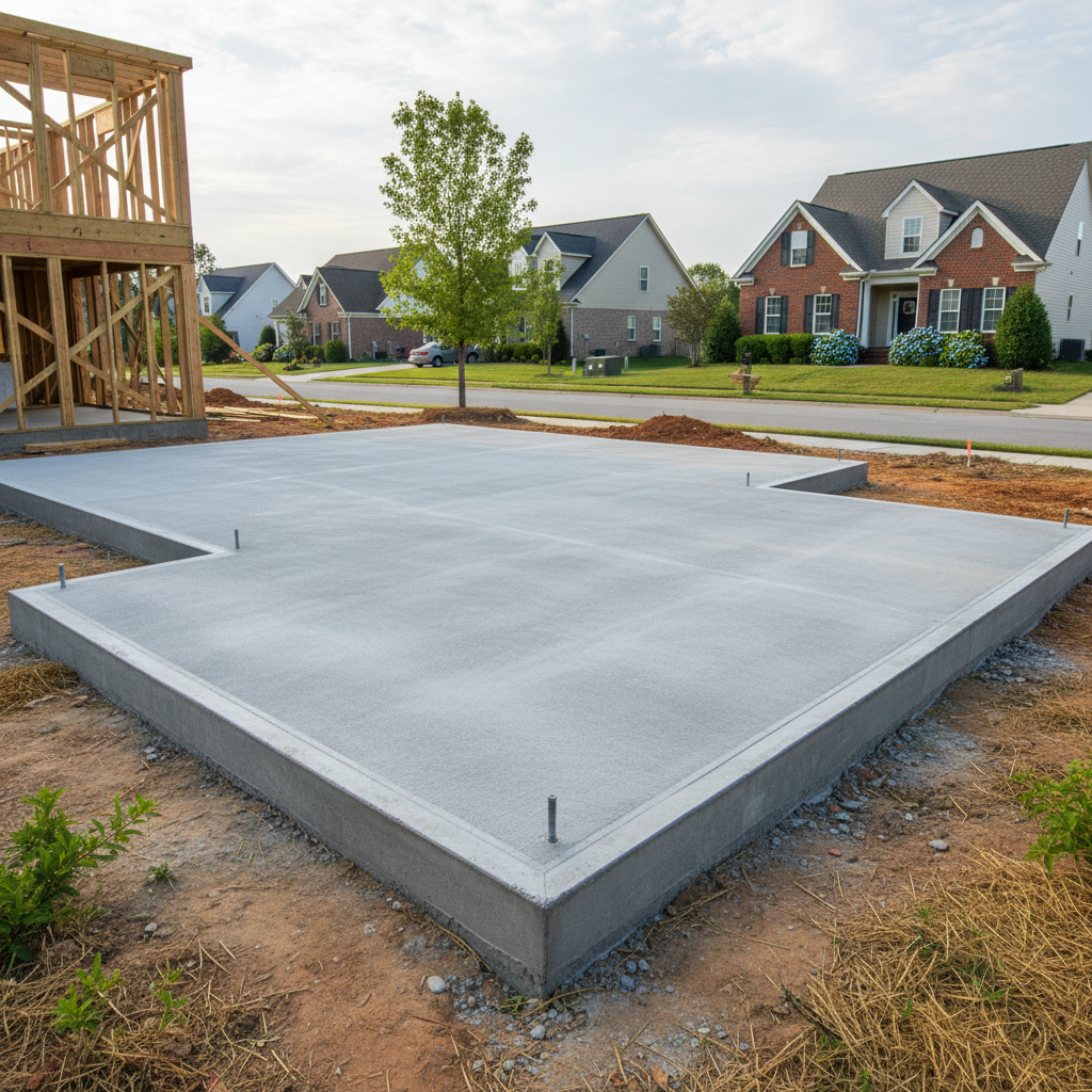 Completed concrete foundations work at a residential property in Virginia Beach, VA