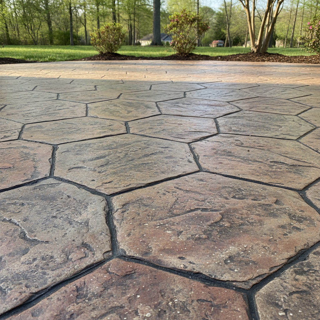 Completed decorative concrete work at a residential property in Petersburg, VA