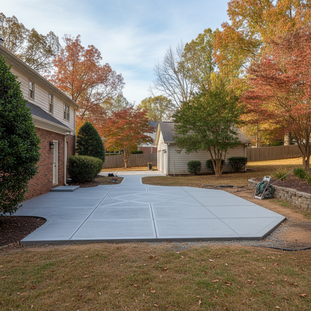 Completed concrete installation work at a residential property in Richmond, VA