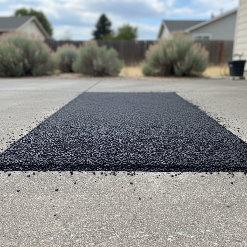 Completed asphalt patching work at a residential property in Richland, WA