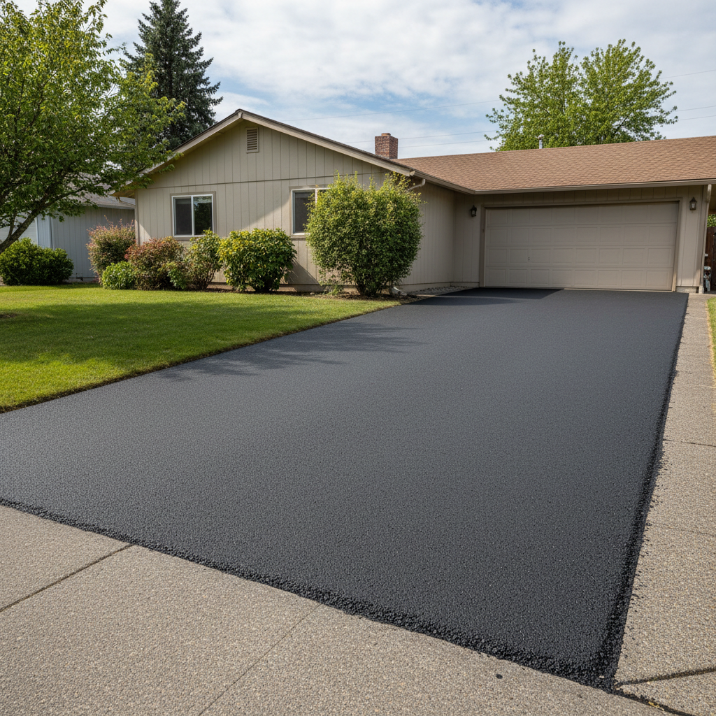 Completed asphalt paving work at a residential property in Richland, WA