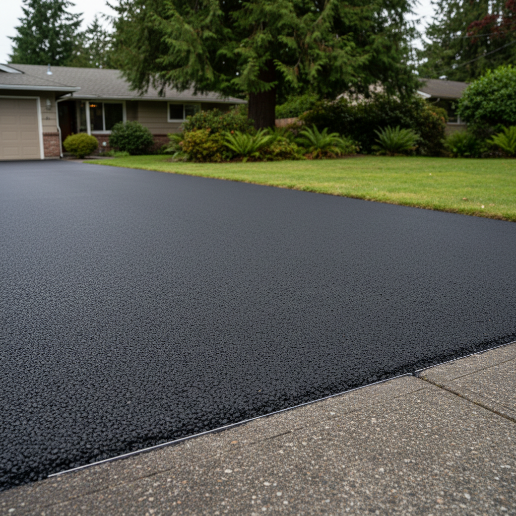 Completed driveway paving work at a residential property in Shoreline, WA