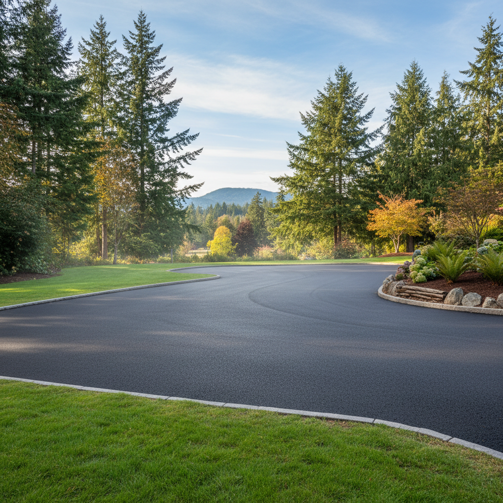 Completed parking lot paving work at a residential property in Woodinville, WA