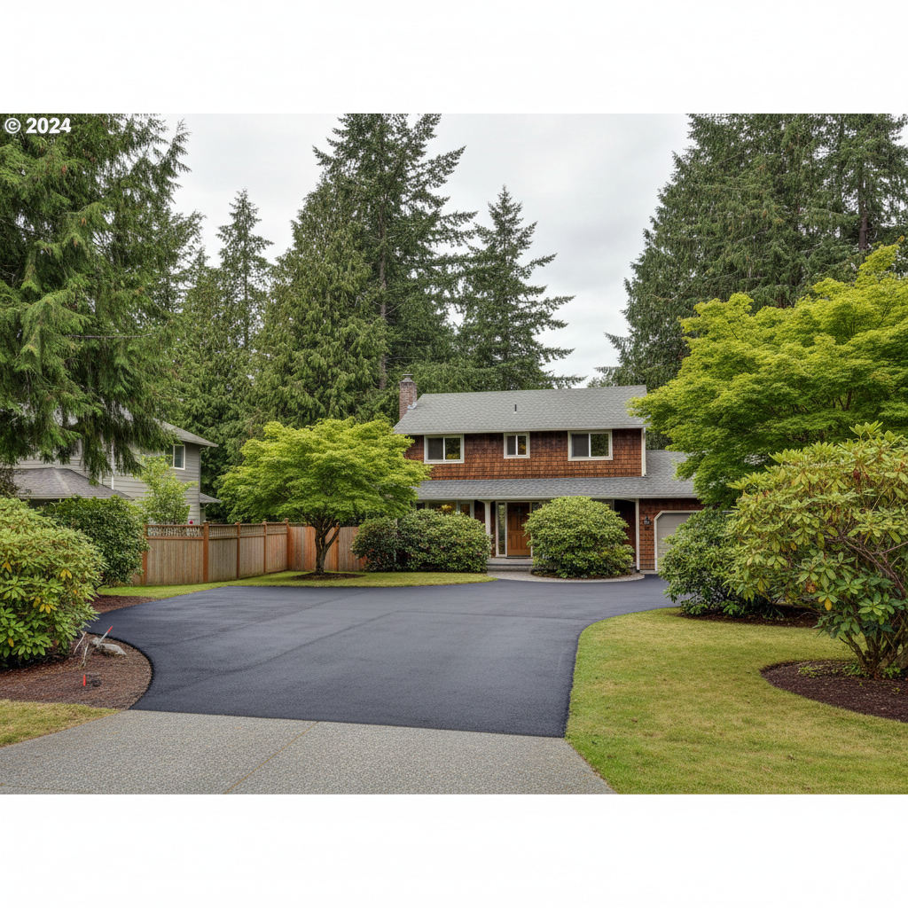 Completed asphalt repair work at a residential property in Shoreline, WA
