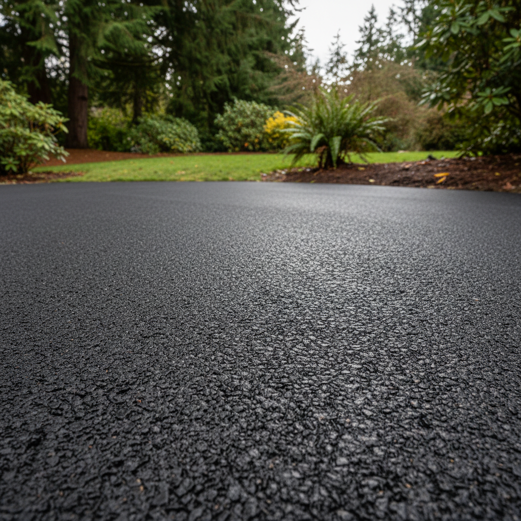 Completed driveway paving work at a residential property in Woodinville, WA