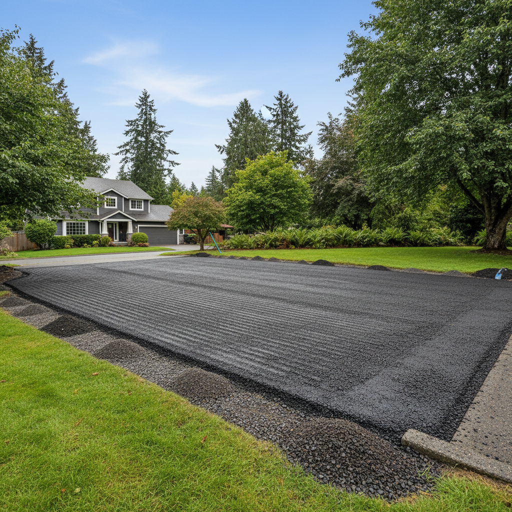 Completed asphalt milling work at a residential property in Renton, WA