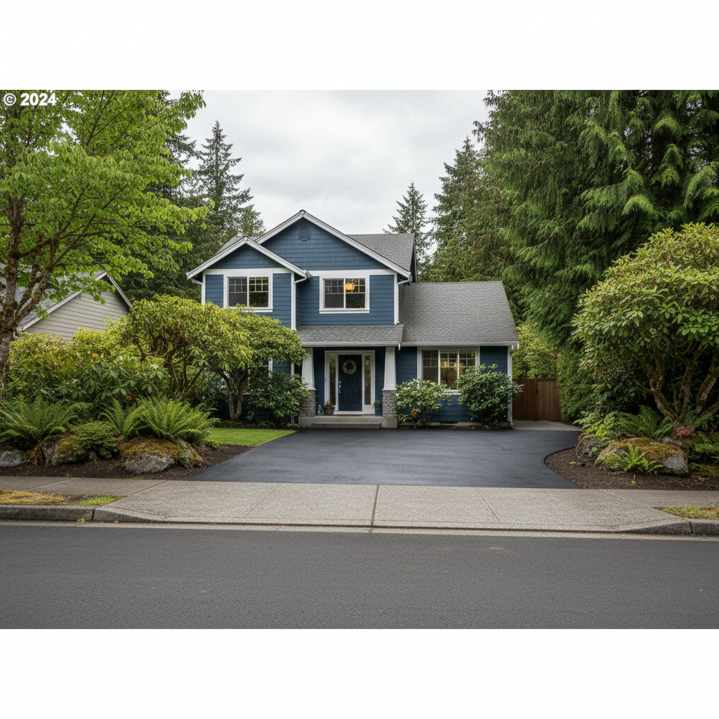Completed asphalt sealcoating work at a residential property in Edmonds, WA