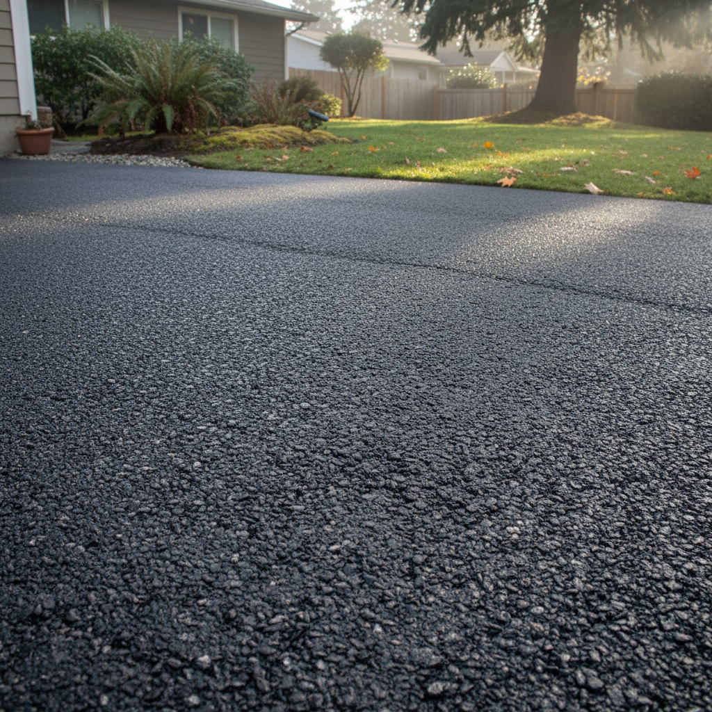 Completed asphalt paving work at a residential property in Lakewood, WA