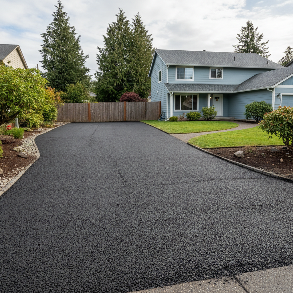 Completed asphalt milling work at a residential property in Arlington, WA