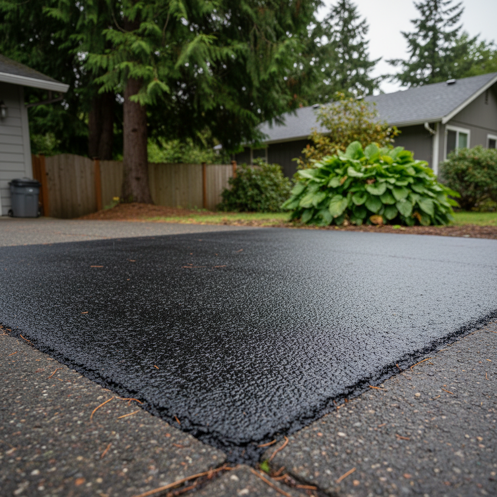 Completed asphalt repair work at a residential property in Everett, WA
