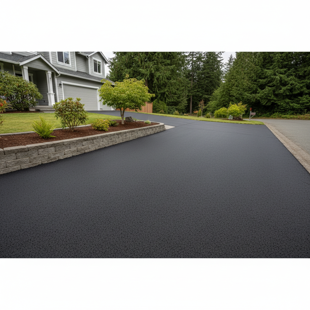 Completed driveway paving work at a residential property in Kent, WA