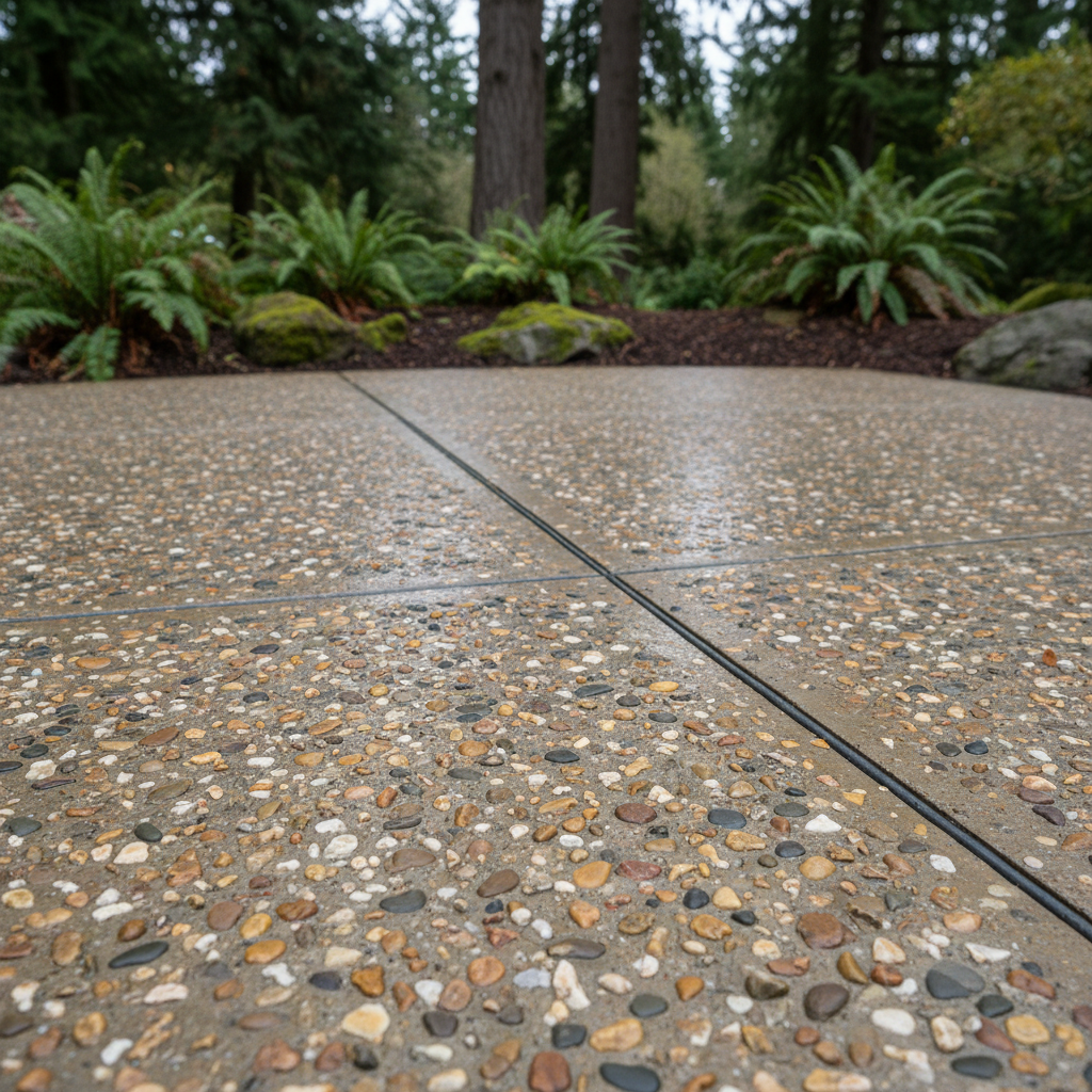 Completed decorative concrete work at a residential property in Lynnwood, WA