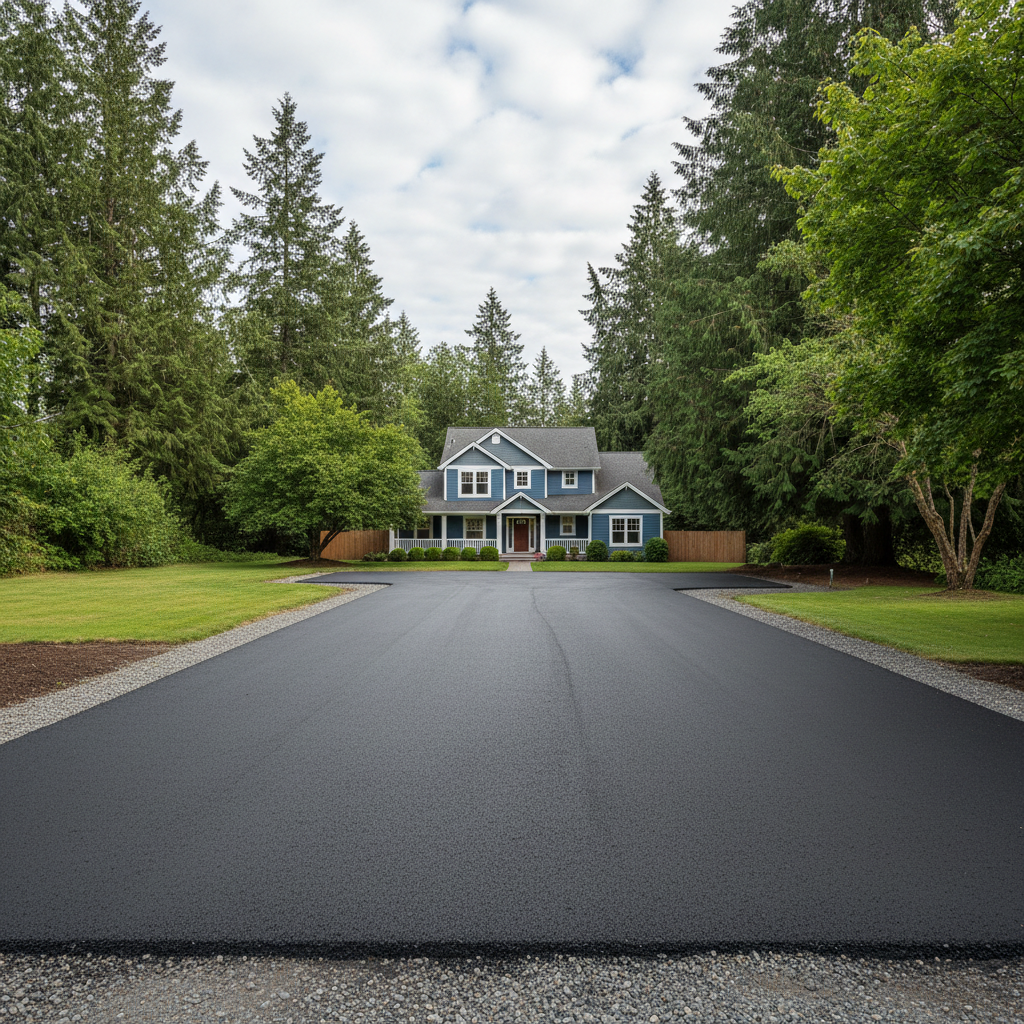 Completed parking lot paving work at a residential property in Marysville, WA