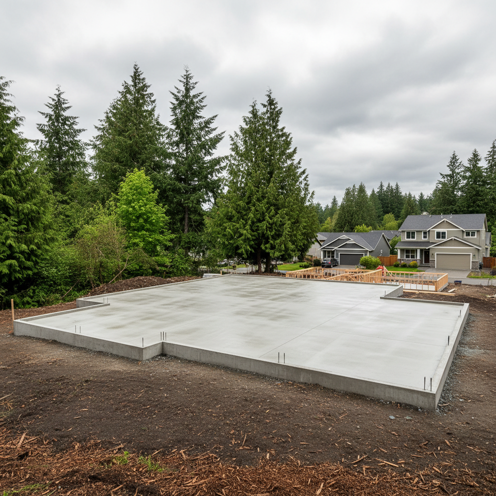Completed concrete foundations work at a residential property in Bothell, WA