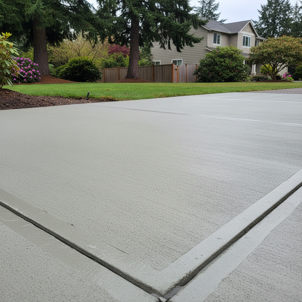 Completed concrete sidewalks work at a residential property in Kenmore, WA
