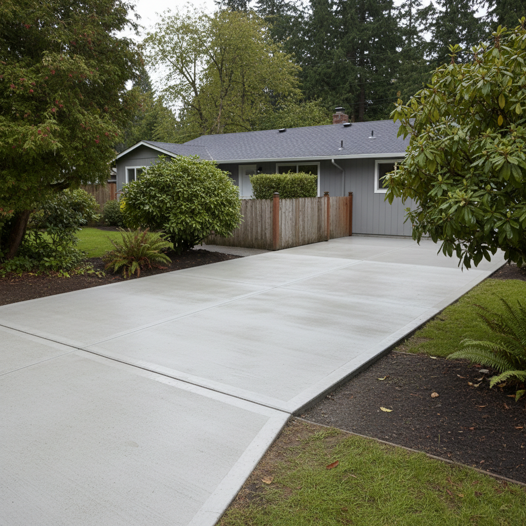 Completed concrete repair work at a residential property in Lynnwood, WA