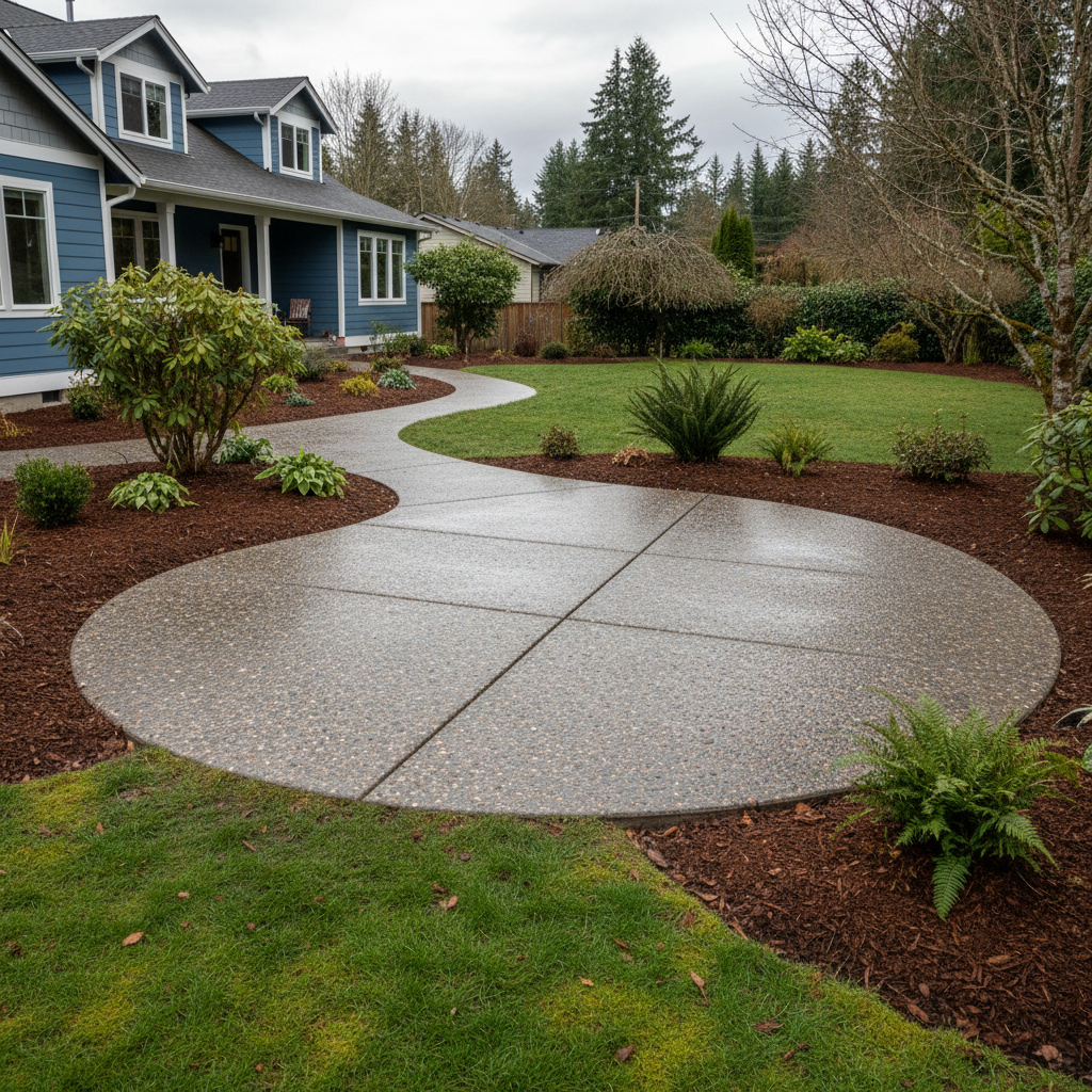 Completed concrete installation work at a residential property in Bremerton, WA