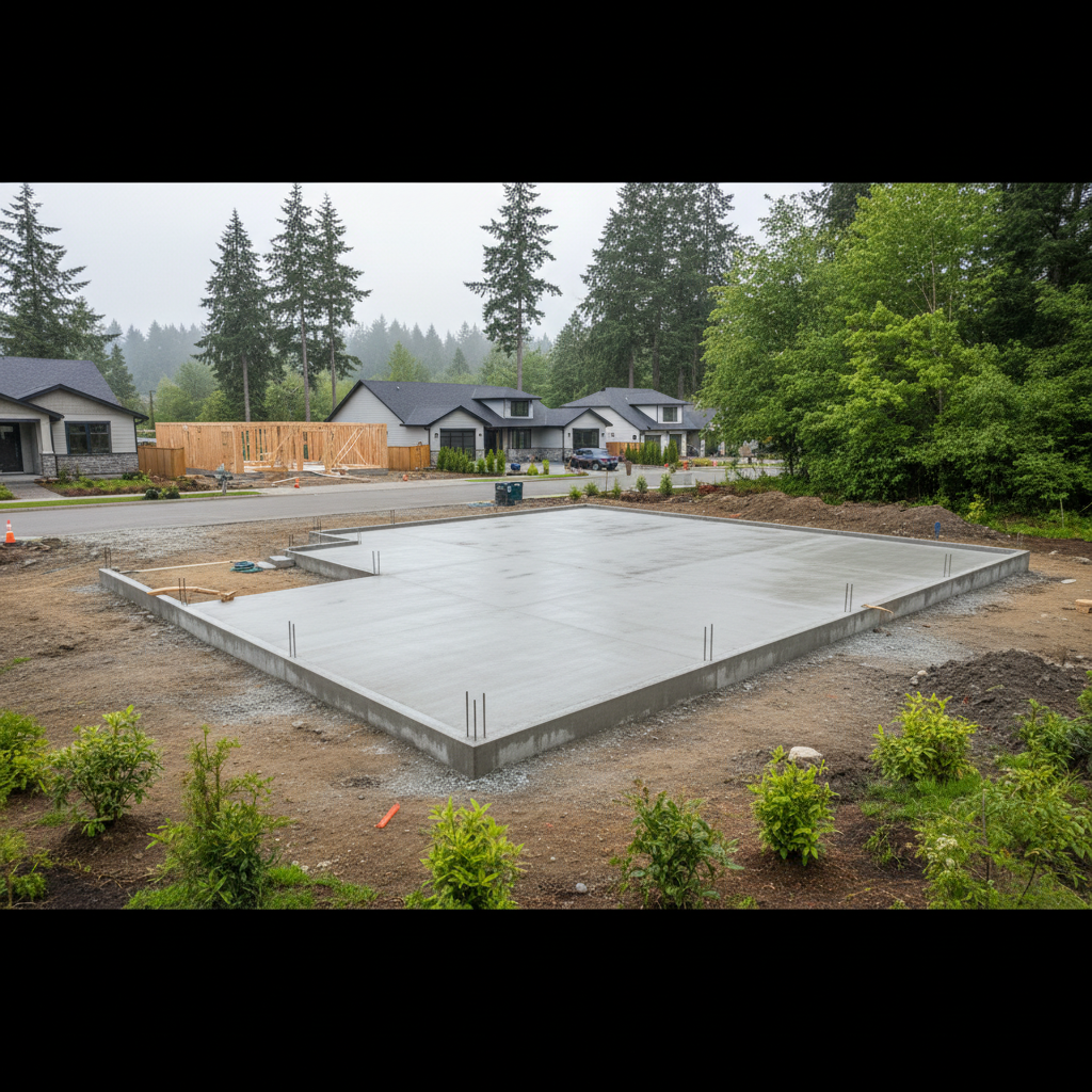 Completed concrete foundations work at a residential property in Kenmore, WA
